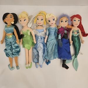 Disney Princess Plush Dolls -Lot Of 6